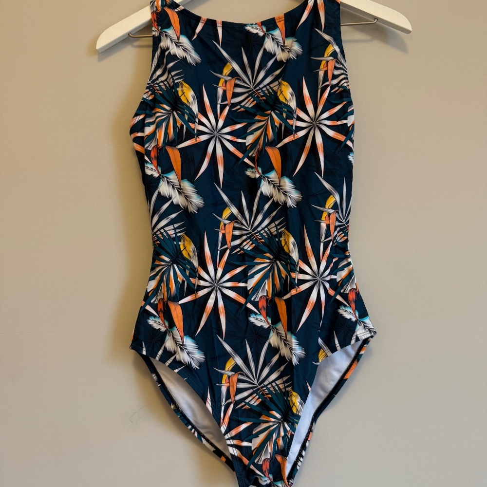 Tropical Print High Neck One Piece by Lifestyler